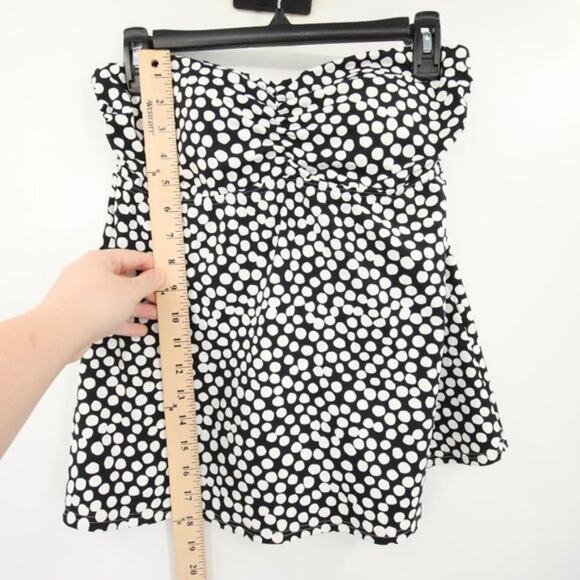 Lands' End Black White Polka Dot Strapless Swim Tankini Top Babydoll Style 8 - Picture 5 of 8